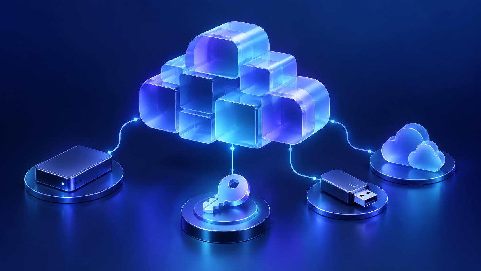 A connected storage cloud with a local disk, USB drive and cloud provider