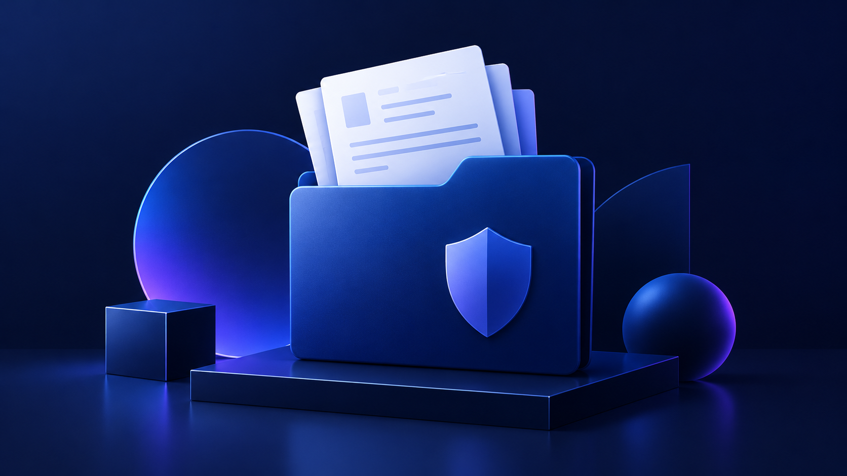 A folder and documents protected by a shield